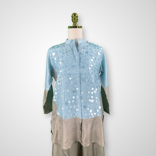 Russian Silk Sequin Embellished Top & Palazzo Set