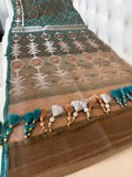 Premium Jamdani Saree (Teal/Forest Green)