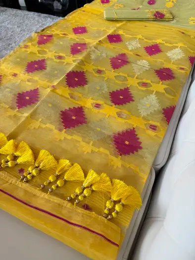 Premium Jamdani Saree (Gold/Mustard)