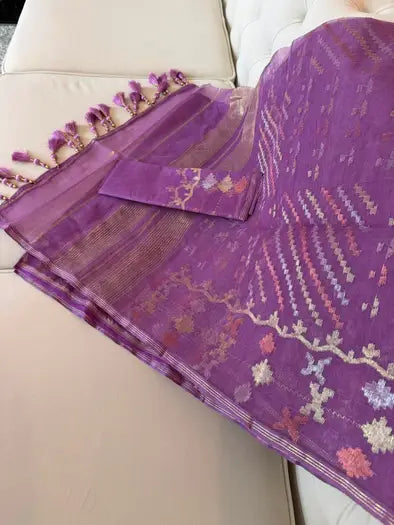 Premium Jamdani Saree (Purple/Violet)