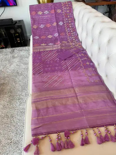 Premium Jamdani Saree (Purple/Violet)