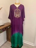 Premium Satin Silk Kaftan (Purple/Teal Ombré)