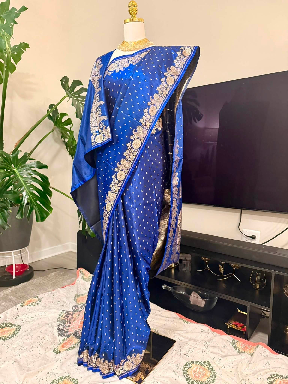 Premium Pure Banarasi Silk Saree (Royal Blue)