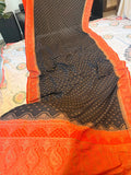 Premium Pure Banarasi Silk Saree (Black & Red)
