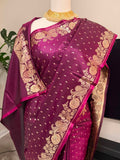 Premium Pure Banarasi Silk Saree (Wine Purple)