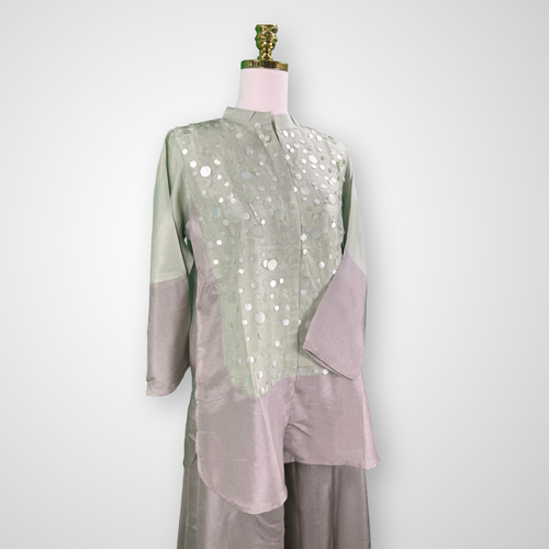 Russian Silk Sequin Embellished Top & Palazzo Set