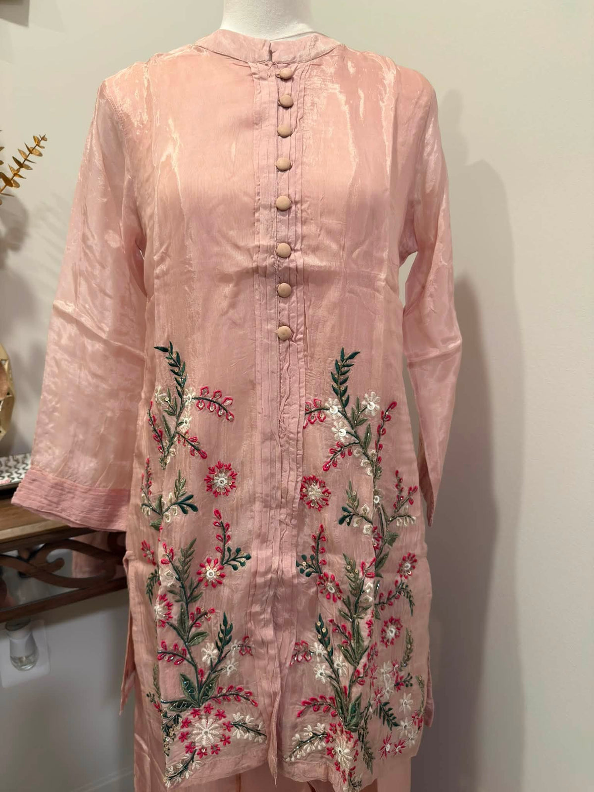 Floral Embroidered Co-ord/2PC Set (Dusty Pink)