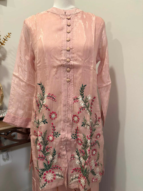 Floral Embroidered Co-ord/2PC Set (Dusty Pink)