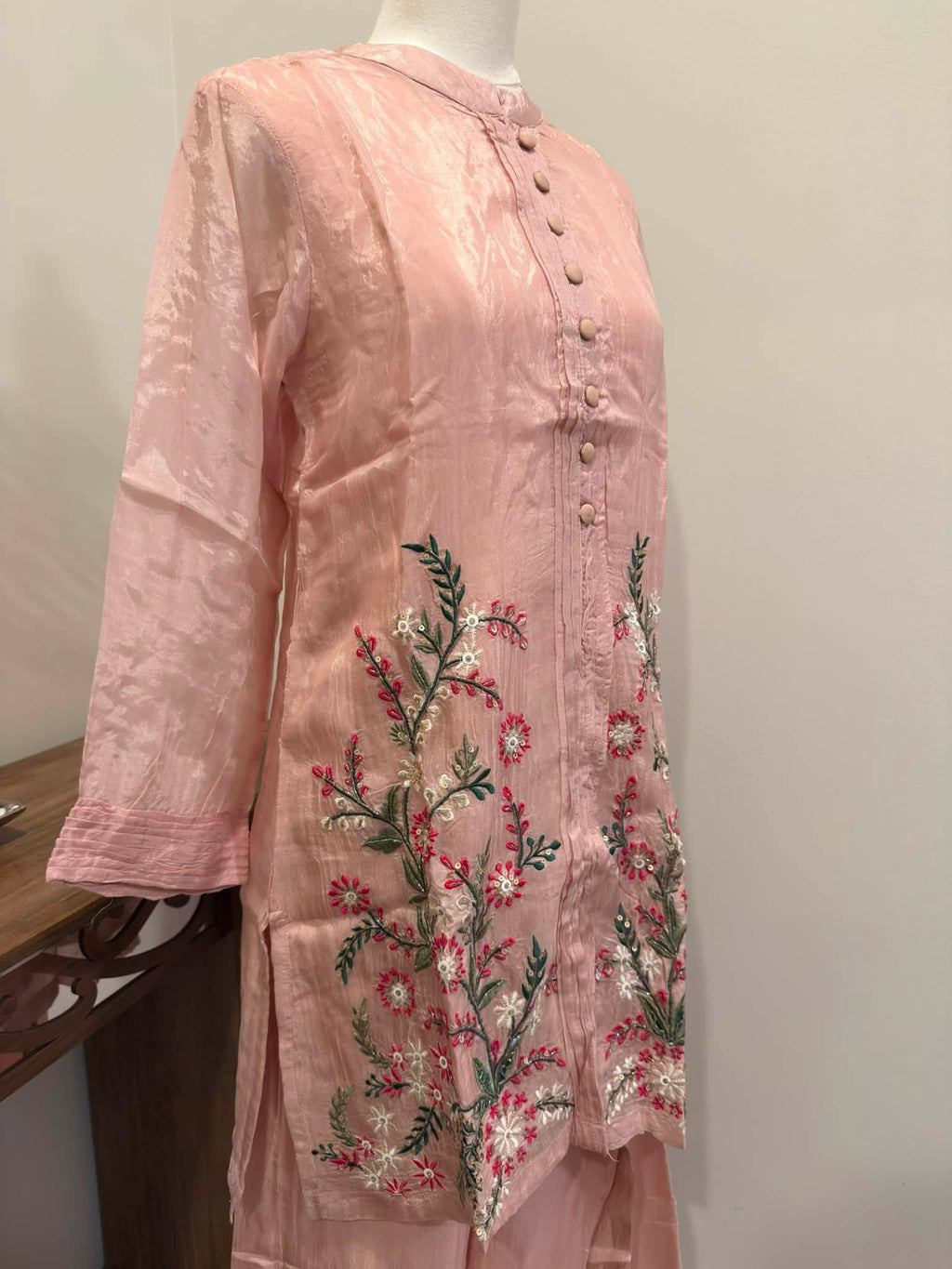Floral Embroidered Co-ord/2PC Set (Dusty Pink)