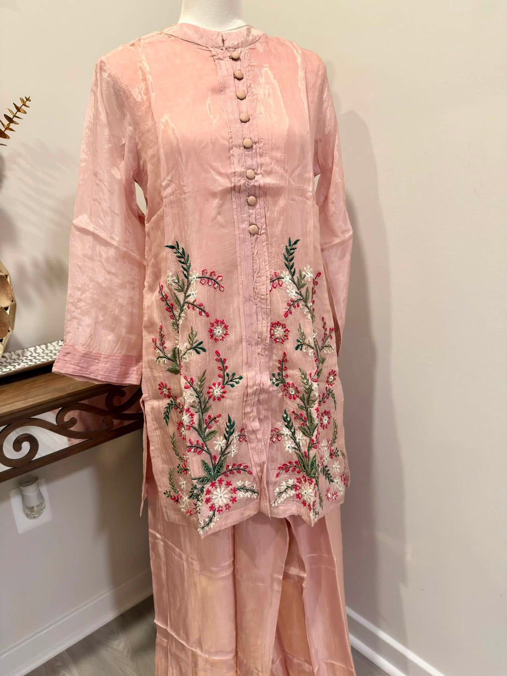 Floral Embroidered Co-ord/2PC Set (Dusty Pink)