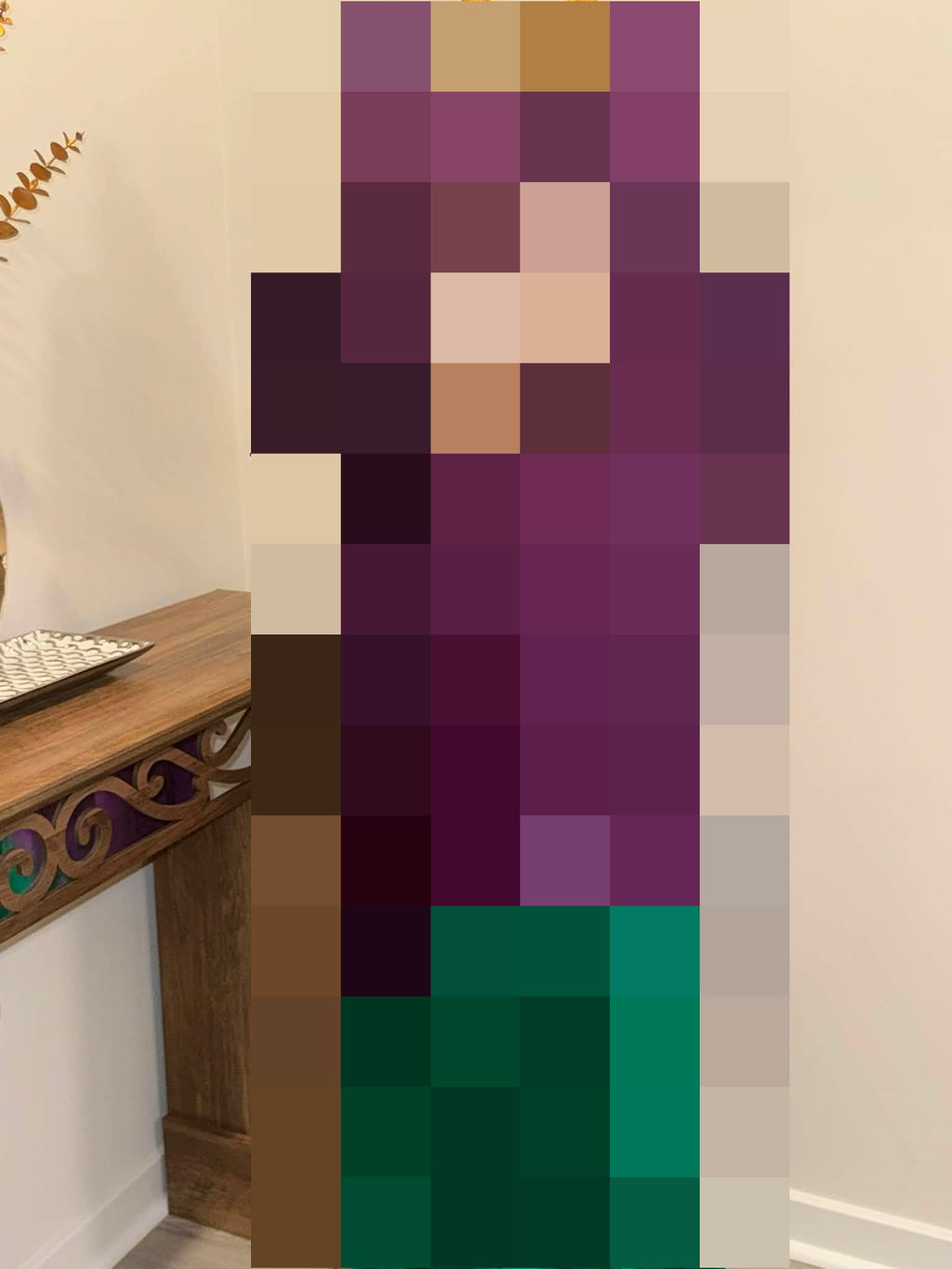 Premium Satin Silk Kaftan (Purple/Teal Ombré)