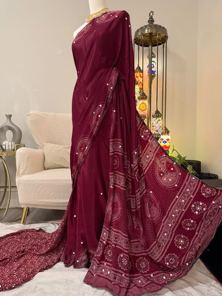 Pure Modal Silk Azrak (Deep Berry/Burgundy)