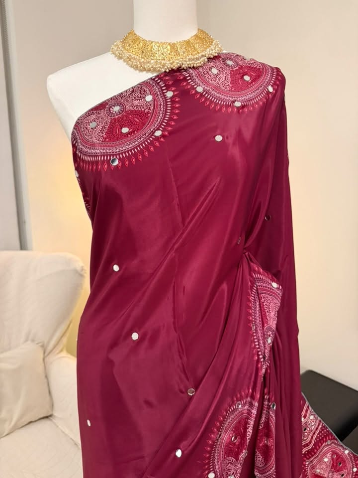 Pure Modal Silk Azrak (Deep Berry/Burgundy)