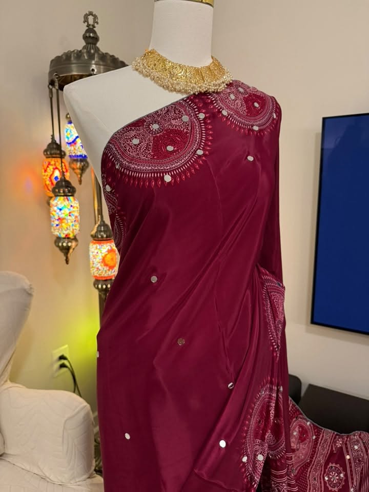 Pure Modal Silk Azrak (Deep Berry/Burgundy)