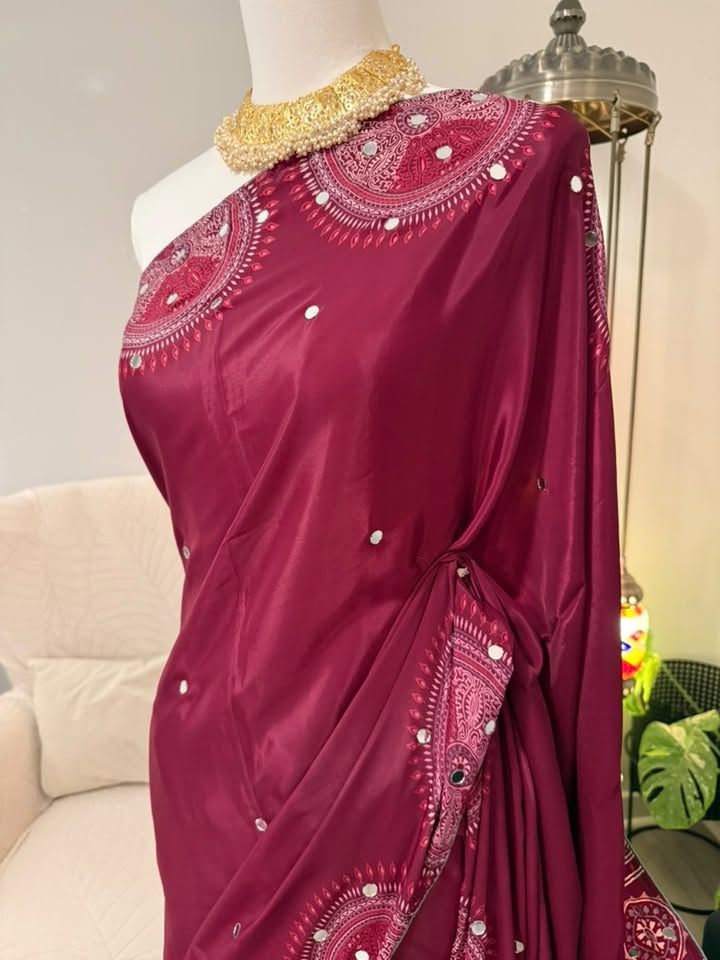 Pure Modal Silk Azrak (Deep Berry/Burgundy)